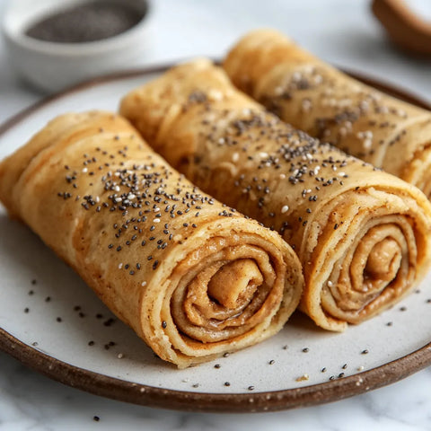 Pancake-Snack-Rollen mit Erdnussbutter