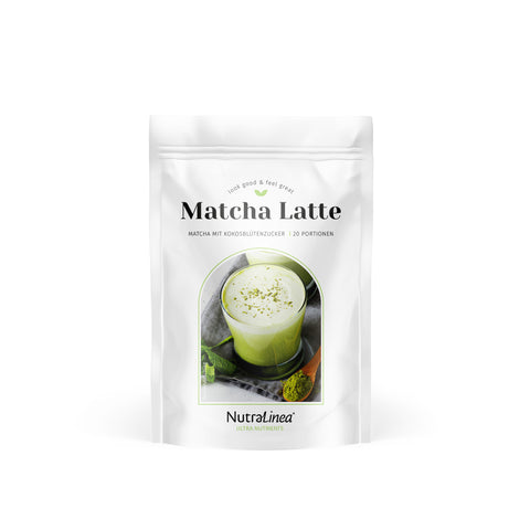 NutraLinea Matcha Latte im Zipbeutel mit 20 Portionen – mit Kokosblütenzucker, cremig und sanft belebend